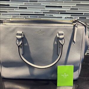 Kate Spade Gray Satchel with Structured Design and Silver Hardware